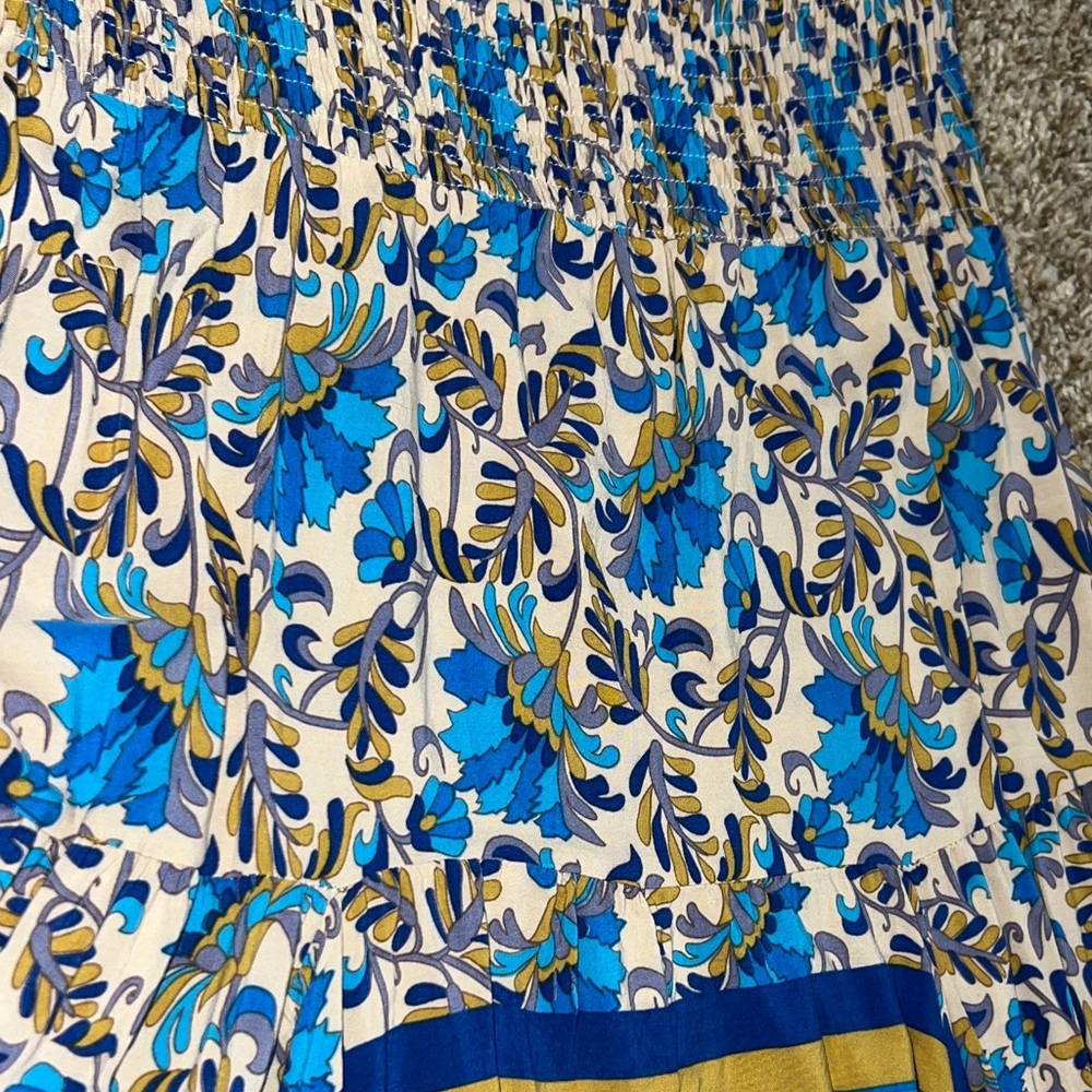 Floral Blue and Beige Women's Skirt - Picture 5 of 9